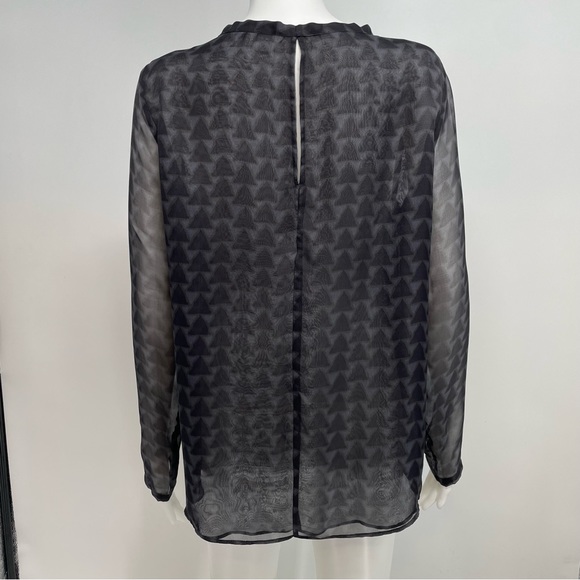 Sibel Saral Blouse Women’s S Gray Sheer Silk Double Layered Geometric - Picture 2 of 11